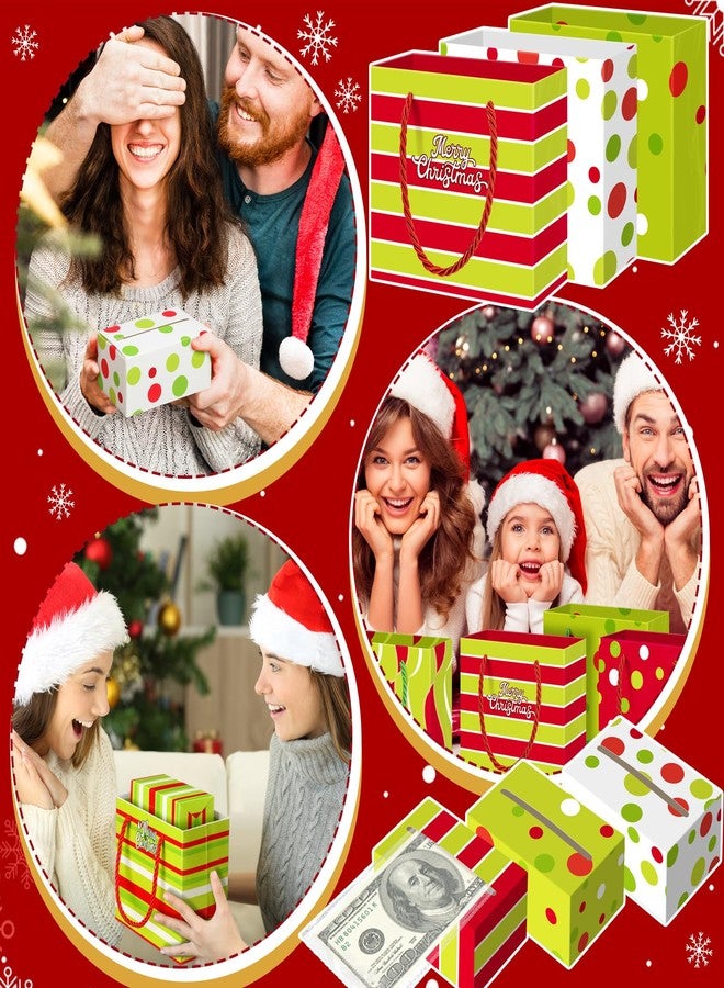Cholemy مجموعة تشوليمي المكونة من 12 صندوق نقود أحمر وأخضر لعيد الميلاد، صندوق هدايا نقود مفاجئ لعيد الميلاد مع 240 كيس شفاف لتوزيعات ألعاب حفلات عيد الميلاد (لطيف) - Image 5